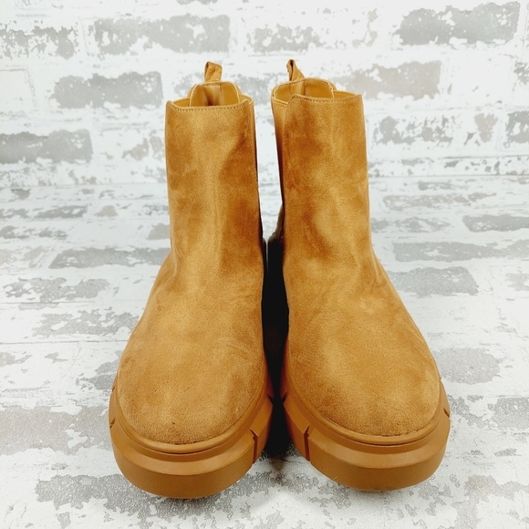 New BP. Niya Tan Faux Suede Brown Cottagecore Lug Sole Chelsea Boots i561 - Picture 3 of 13